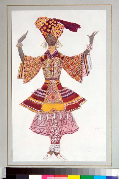 Rus balesi - C Michel Fokine tarafından yönetilen "Mavi Tanrı" balesi için çizilmiş kostüm by Leon Bakst