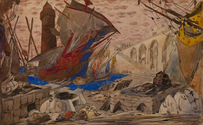 La Pisanelle veya Parfümlü Ölüm için Set Tasarımı, Gabriele dAnnunzio, 1913 by Leon Bakst