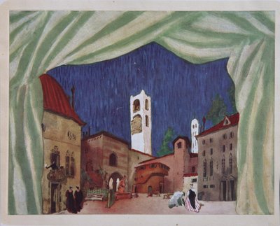 İyi bir ruh halindeki bale Kadınlar için sahne tasarımı, C. Goldoni, 1917 by Leon Bakst