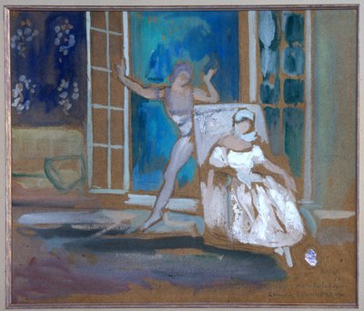 Vaslav Nijinski (1889-1950) ve Tamara Karsavina (1885-1978) "Le specter de la rose" balesinde by Leon Bakst