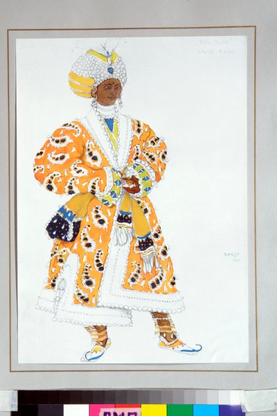 Michel Fokine tarafından rus balesi "Mavi tanrı" için ""genç raja" kostümü by Leon Bakst