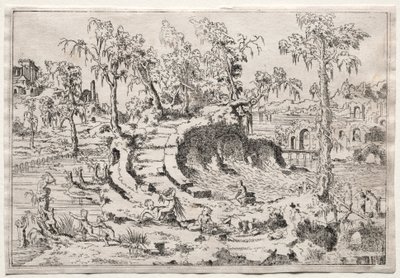 Putti ile Peyzaj, c. 1550. by Leon Davent