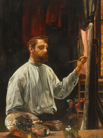 Portre de Leon Frederic, Şövalesinde Yarım Boy Duran, 1900 by Leon Henri Marie Frederic