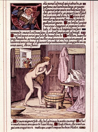 Leon Lebegue (1863-1944) tarafından Honore de Balzac'ın “La Mye du Roy” adlı romanının illüstrasyonu by Leon Lebegue