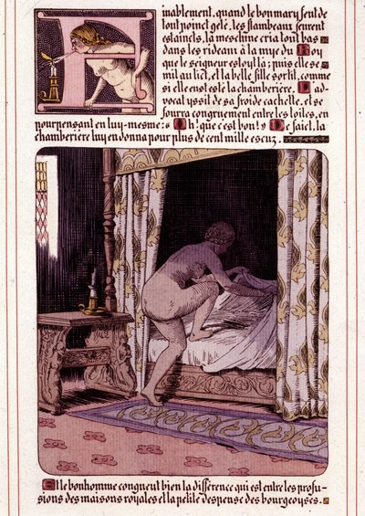 Leon Lebegue (1863-1944) tarafından Honore de Balzac'ın “La Mye du Roy” adlı romanının illüstrasyonu by Leon Lebegue