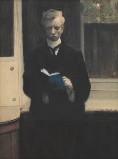 Mavi eskiz defteri ile otoportre by Leon Spilliaert