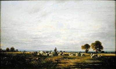 Sürünü izleyen çoban (tuval üzerine yağlı boya) by Leon Victor Dupre
