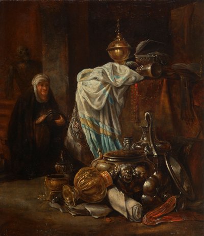 Orientalia ve Metal Kaplı Natürmort by Leonaert Bramer
