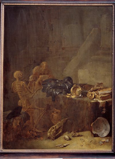 Vanitas (meşe ağacı üzerine boyama) by Leonaert Bramer