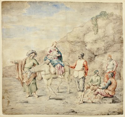 Dört Adam Geçen Kutsal Aile by Leonard Bramer