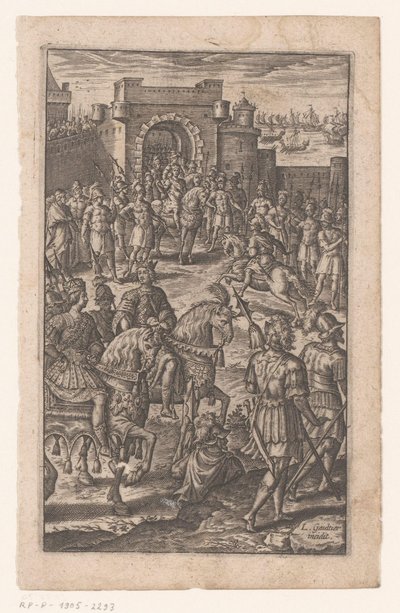 Şehir kapısında at sırtında kral by Leonard Gaultier