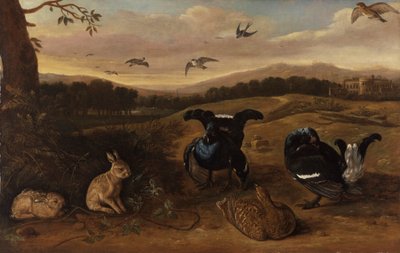 Bir Parkta Kara Oyun, Tavşanlar ve Kırlangıçlar by Leonard Knyff