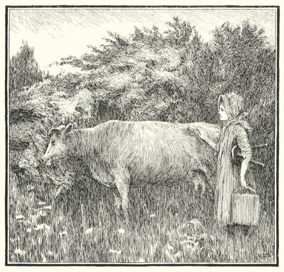 Yumuşak inek güzel, sütünü bırak (gravür) by Leonard Leslie Brooke