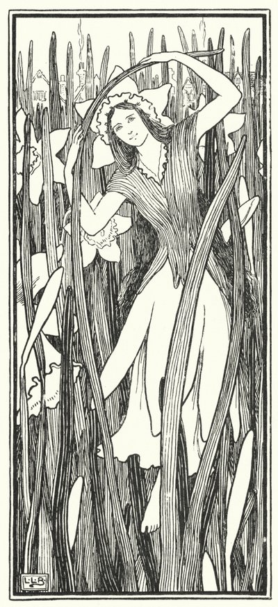 Daffy-aşağı dilly kasabaya geldi, sarı bir kombinezon ve yeşil bir cüppe (gravür) by Leonard Leslie Brooke