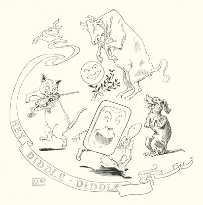 Hey! diddle, diddle, kedi ve keman (gravür) by Leonard Leslie Brooke
