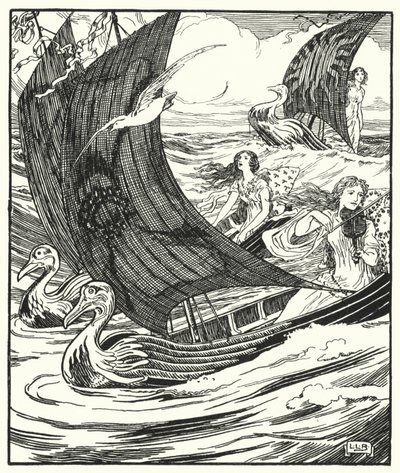Üç geminin yelken açarak geldiğini gördüm by Leonard Leslie Brooke