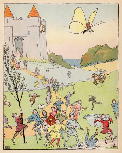 Tom Thumb için illüstrasyon (renkli taş baskı) by Leonard Leslie Brooke