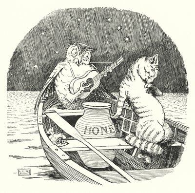 Baykuş ve Kedi-kedi (taş) by Leonard Leslie Brooke