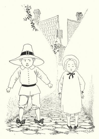 Bir ara sokakta küçük bir oğlan ve küçük bir kız yaşıyordu (gravür) by Leonard Leslie Brooke