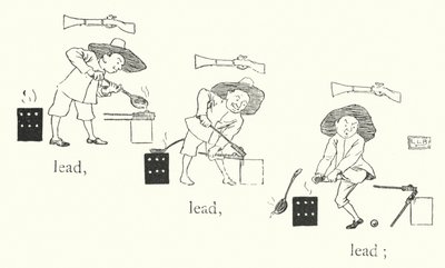 Küçük bir adam vardı ve küçük bir silahı vardı ve mermileri kurşundan, kurşundan, kurşundan (gravür) yapılmıştı. by Leonard Leslie Brooke