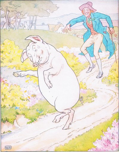 Pazarlamak, pazarlamak, şişman bir domuz satın almak (renkli lito) by Leonard Leslie Brooke