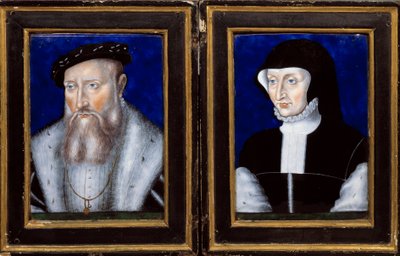 Claude de Lorraine (1496-1550), Guise Dükü ve Bourbon Vendome Antoinette (1494-1583), eşi Emaye Leonard Limosin (1505-1577) 1550 tarafından boyanmış portresi. Güneş. 0,25x0,2 m Ecouen, Musee National de la rönesans by Leonard Limosin