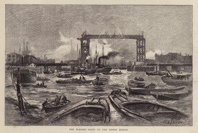 Tower Bridge yapım aşamasında, Londra by Leonard Patten