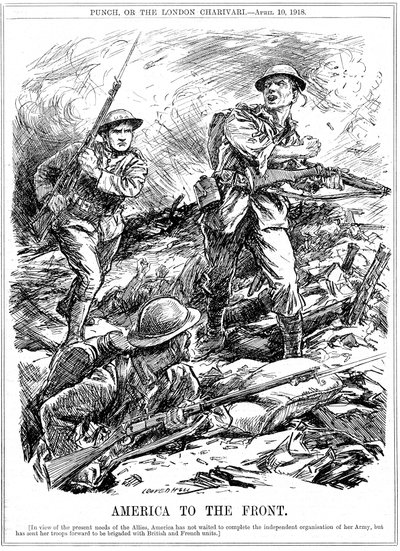 Ana ABD Ordusu gelmeden önce Müttefik birliklere yardım etmek için Amerikan takviyeleri, 1. Dünya Savaşı, 1918 by Leonard Raven Hill