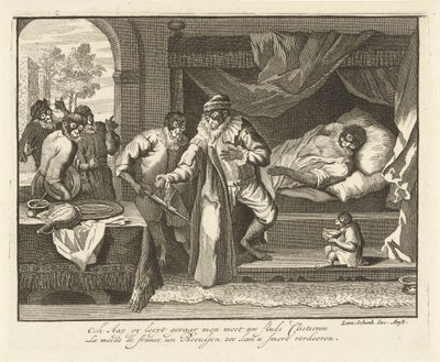 Maymun hasta yatağında Dünyada Maymun oyunu (dizi başlığı) 't Aapenspel in de Werelt (dizi başlığı) by Leonard Schenk (possibly)