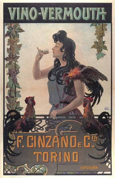 Vino-Vermut reklamı, c.1900 (baskı) by Leonardo Roda