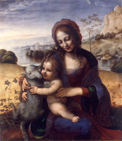 Kuzulu Madonna ve Çocuk by Leonardo da (manner of) Vinci