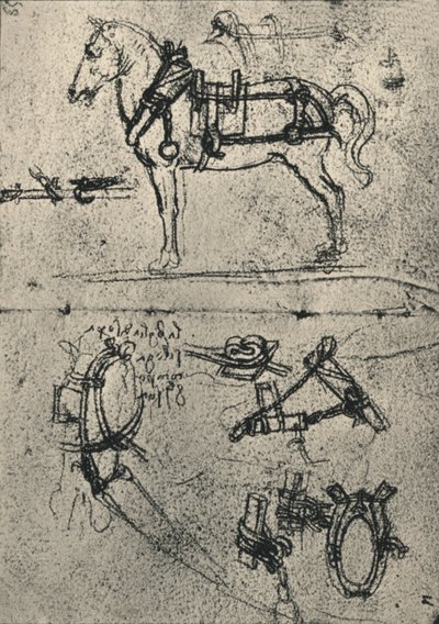 Harnessed Cart-At ve Harness Çalışmaları, c1480 1945 by Leonardo da Vinci