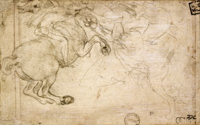 Bir Griffin ile Savaşan Bir Süvari, 16. yüzyıl (kağıt üzerinde gümüş nokta) by Leonardo da Vinci