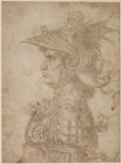 Soldan profilde bir savaşçı büstü, 1475-1480. by Leonardo da Vinci
