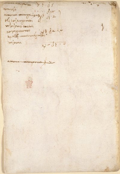 Arundel 263, f.149v, Ev faturalarının çetelesi (Leonardo