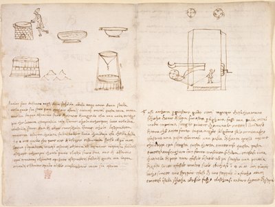 Arundel 263, f.259v, f.260 Barut hazırlamak için güherçile üretme sürecine ilişkin notlar ve kaba taslaklar (Leonardo