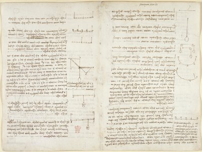Arundel 263, f.8v, f.7 Mekanik üzerine notlar ve diyagramlar by Leonardo da Vinci
