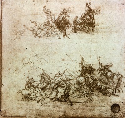 Anghiari Savaşı için Atlıların Savaşı Çalışması by Leonardo da Vinci