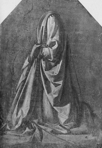 Sola Diz Çöken Bir Figür için Perdelik Dökümü, c1475 1945 by Leonardo da Vinci