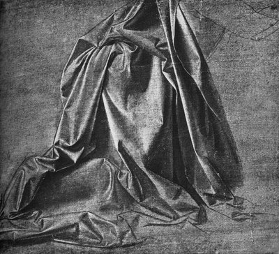 Sağa Diz Çöken Bir Figür için Perdelik Dökümü, c1470 1945 by Leonardo da Vinci