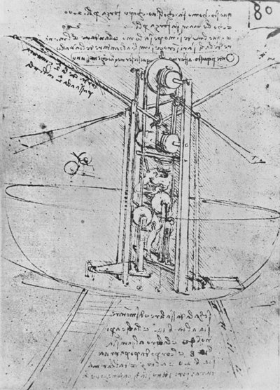 Bir Adamın Kullandığı Uçan Bir Makinenin Çizimi, c1480 1945 by Leonardo da Vinci
