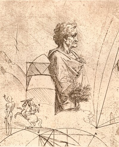 Bir büstün çizimi ve küçük eskizler, c1472-c1519 1883 by Leonardo da Vinci