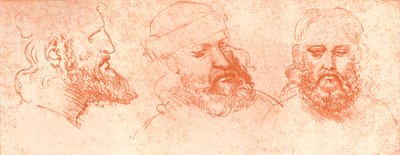 Kırmızı tebeşirle doğu kafalarının çizimi, c1472-c1519 1883 by Leonardo da Vinci