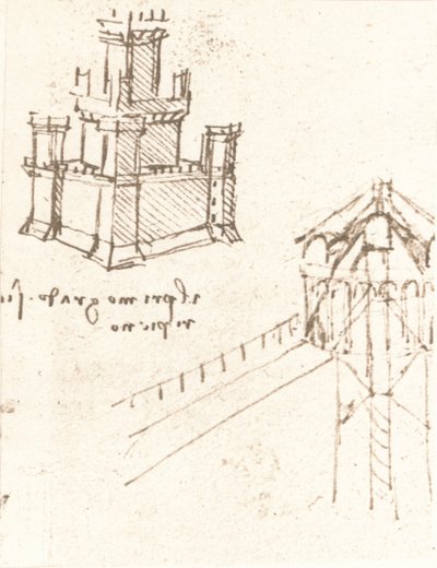 Kaleler ve villalar için proje çizimi, c1472-c1519 1883 by Leonardo da Vinci