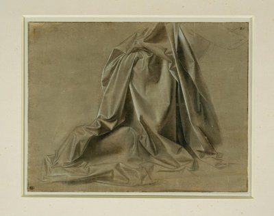 Kayıp profilde diz çökmüş bir figür için elbise çalışması by Leonardo da Vinci
