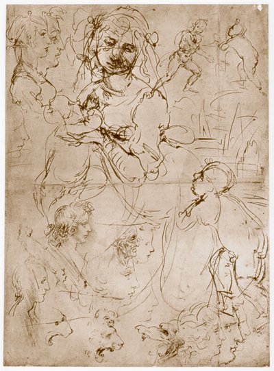 Çocuk ve St.John ile diz çökmüş Madonna, 1478-1480 by Leonardo da Vinci