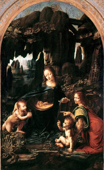 Madonna of the Rocks, c.1483-94 (tuvale aktarılmış panel üzerine yağlıboya) by Leonardo da Vinci