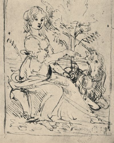 Tek Boynuzlu Kız, c1478-1480 1945 by Leonardo da Vinci