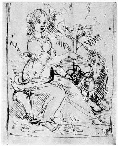 Tek Boynuzlu Kız, c1480 1954. by Leonardo da Vinci