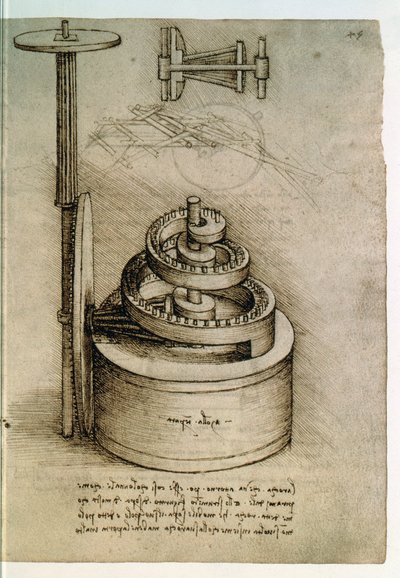 Ms. 8937, Codex Madrid I f.45r, sertleştirilmiş yay by Leonardo da Vinci